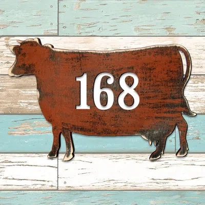 Designocracy Cow House Door Mailbox Address Number 1-line Wall Mount