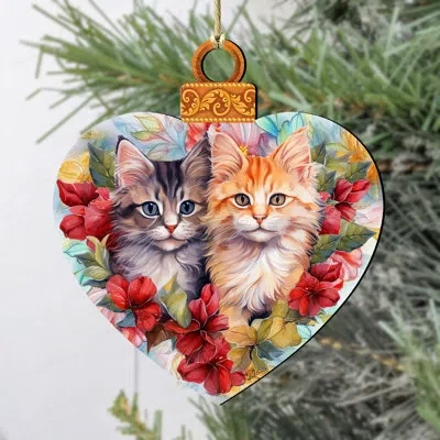 Designocracy Cute Kittens Wooden Ornament By G. Debrekht In Multicolor