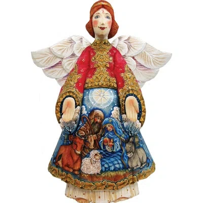 Designocracy Decorative Nativity Scenic Angel Figurine In Gold;blue;brown;red