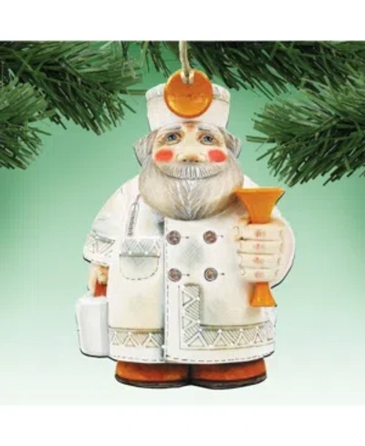 Designocracy Doctor Santa Wooden Christmas Ornament Set Of 2 In Multi
