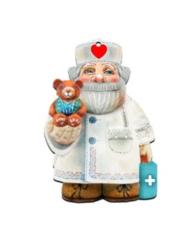 Designocracy Doctor Santa Wooden Ornament, Set Of 2 In Multi