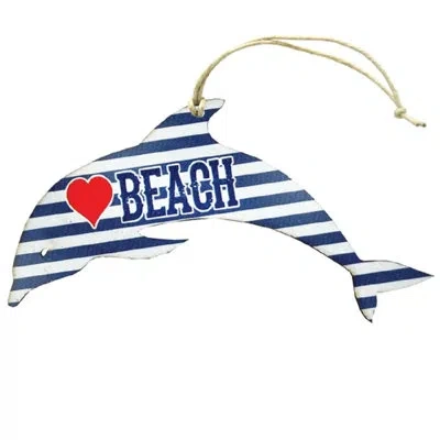Designocracy Dolphin Rustic Wooden Ornament In Multicolor