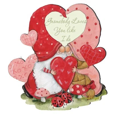 Designocracy Door Hanger Collection Valentine Gnomes Wall Decor In Red;pink