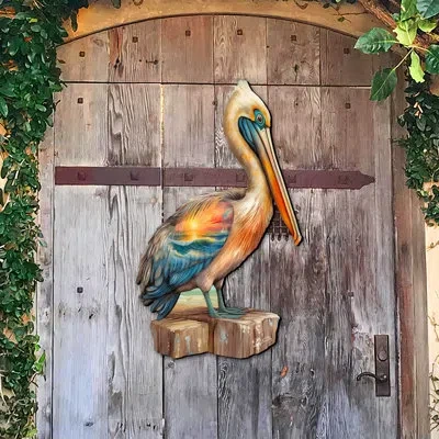 Designocracy Door Hanger Decor Wood Birds Wall Decor In Orange