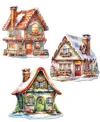 Designocracy Dream Houses Wood Clip Ornaments, Set Of 3 In Multi