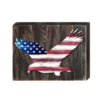 Designocracy Eagle Vintage American Flag Let Freedom Ring Wall Décor In Blue;brown;white;red