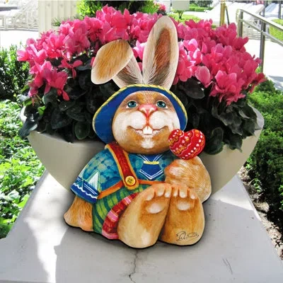 Designocracy Easter Baby Bunny Rabbit In Gold;blue;red