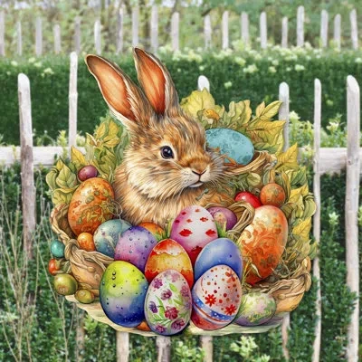 Designocracy Easter Bunny Boy With Egg In Red