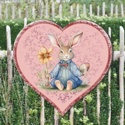 Designocracy Easter Bunny Heart In Red