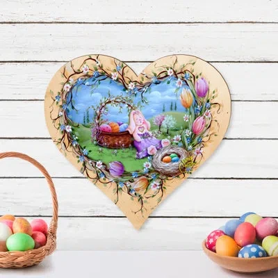 Designocracy Easter Bunny Nap Easter Door Décor By J. Mills-price | Easter Spring Décor - 8457706h-mp In Blue;brown;green