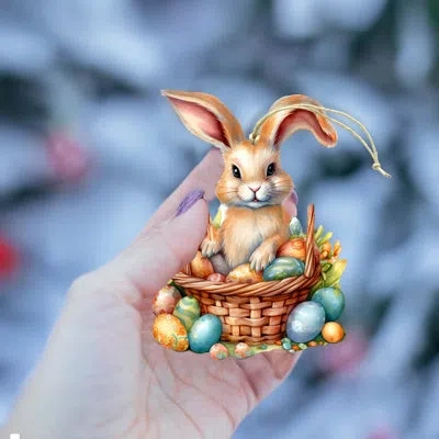 Designocracy Easter Bunny Wooden Ornaments By G. Debrekht In Multicolor
