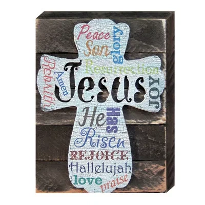 Designocracy Easter Cross Box Sign Wall Decor In Brown,red