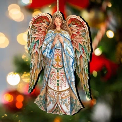 Designocracy Elegant Angel Of Hope Wooden Ornament By G. Debrekht In Multicolor