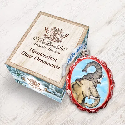 Designocracy Elephant Keepsake Glass Ornament In Blue