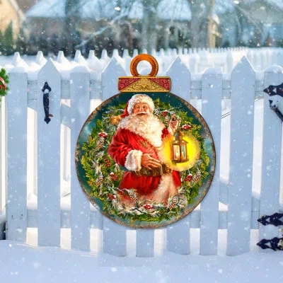 Designocracy Enchanted Ball Christmas Santa Door Hanger Wall Décor In Multicolor