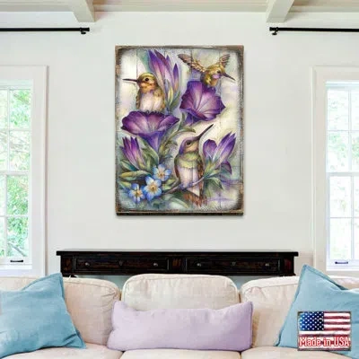 Designocracy Everlasting Friendship Hummingbirds Wall Art Pallet By Jody Bergsma In Purple