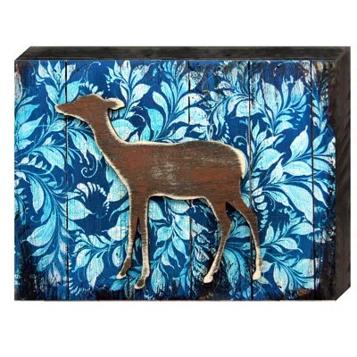 Designocracy Fawn Decorated Vintage Wildlife Wall Décor In Blue;brown