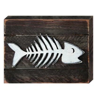 Designocracy Fish Vintage Skeleton Wall Décor In Brown