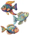 Designocracy Fish Wooden Clip-on Ornaments, Set Of 3 In Multi