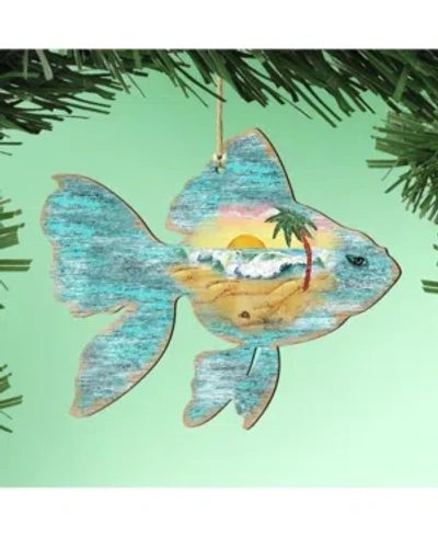 Designocracy Fish Wooden Ornaments, Set Of 2 In Multi