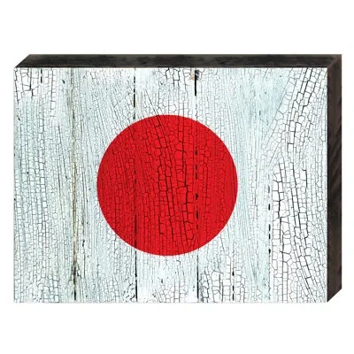 Designocracy Flag Of Japan Rustic Wooden Wall Décor In Red