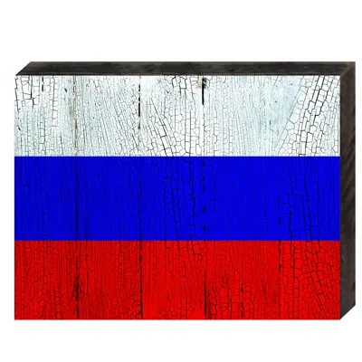 Designocracy Flag Of Russia Rustic Wooden Wall Décor In Blue;red