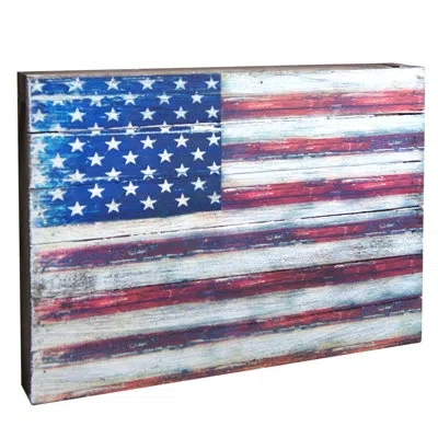 Designocracy Flag Of United States Of America Rustic Wooden Wall Décor In Blue;red
