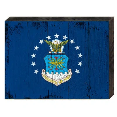 Designocracy Flag Of Us Air Force Rustic Wooden Wall Décor In Blue
