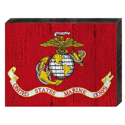 Designocracy Flag Of Us Marine Rustic Wooden Wall Décor In Red