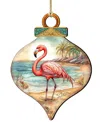 Designocracy Flamingo Charm Christmas Wood Ornament In Multi