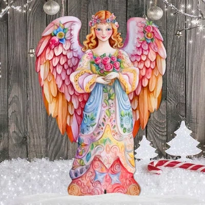 Designocracy Floral Angel Figurine In Multi