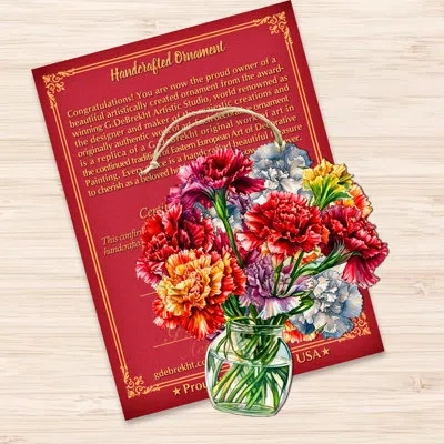 Designocracy Flowers In The Vase Wooden Ornaments By G. Debrekht In Green;red;orange;purple