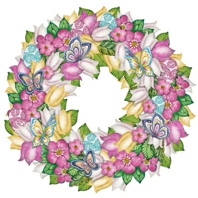 Designocracy Flowers Spring Wreath Wood Decor In Multi