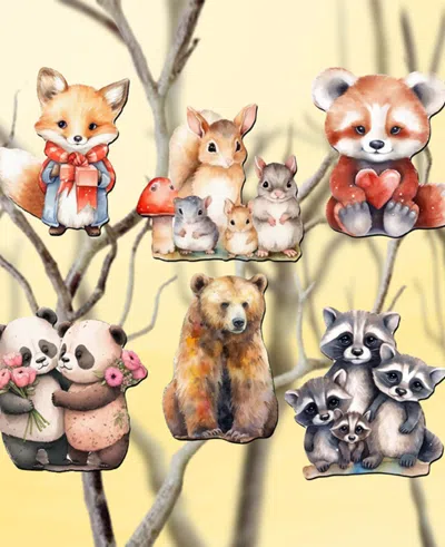 Designocracy Forest Animals Christmas Wooden Clip-on Ornaments Set Of 6 G. Debrekht In Multi Color