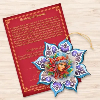 Designocracy Frosty Fairy Snowflake Wooden Ornaments By G. Debrekht In Blue;orange