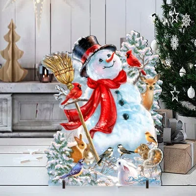 Designocracy Frosty Forest Friends Snowman Home And Outdoor Decor Lawn Art/figurine In White