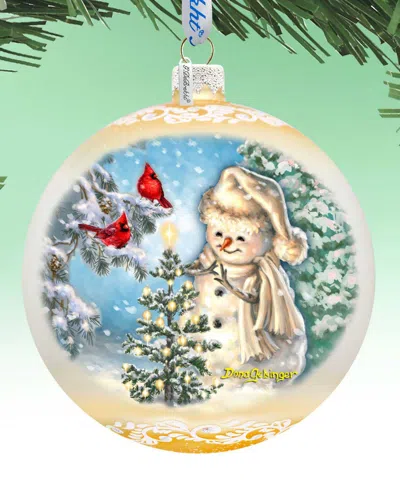 Designocracy Glowing Snowman Large Mercury Glass Collectible Ornaments D. Gelsinger In Multi Color
