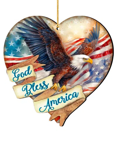 Designocracy God Bless America Christmas Ornament In Multi