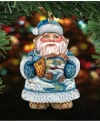 Designocracy Gold Fish Santa Wooden Christmas Ornament Set Of 2 In Multi