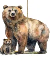 Designocracy Grizzly Bear And Cub Christmas Ornament In Brown