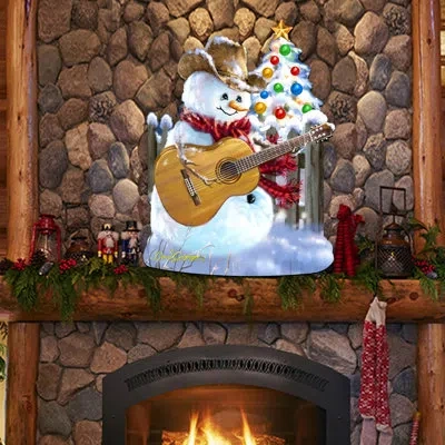 Designocracy Guitar Rocker Snowman Wall And Door Hanger