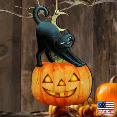Designocracy Halloween Dwarf Wood Ornaments Set Of 2 G. Debrekht Fall Collection In Blue