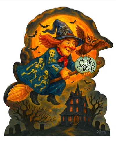 Designocracy Halloween Flying Witch Door Wall Hanger In Multi