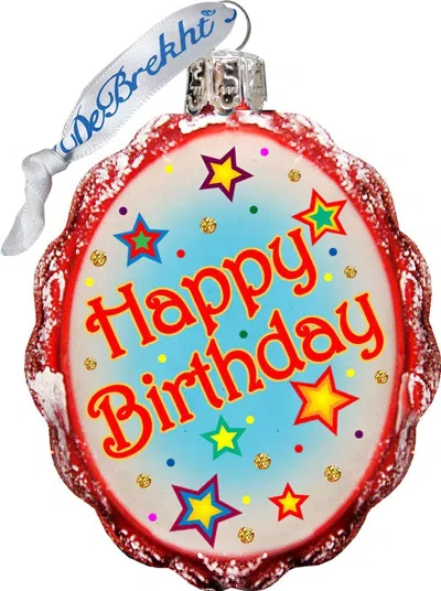 Designocracy Happy Birthday Glass Keepsake Ornament In Pink