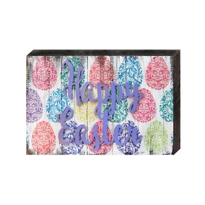 Designocracy Happy Easter Box Sign Wall Décor In Multicolor