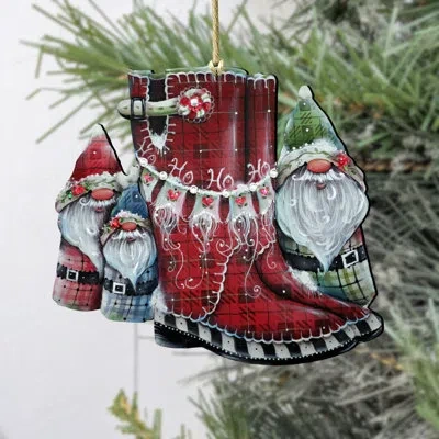 Designocracy Hello Christmas Boots Wooden Ornament By J. Mills-price In Multicolor