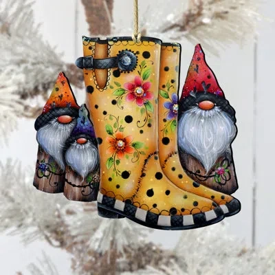 Designocracy Hello Fall Boots Wooden Ornament By J. Mills-price In Multicolor