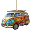 Designocracy Hippie Van Christmas Wooden Ornament In Multi