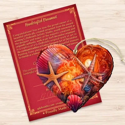 Designocracy Holiday Coastal Ornaments - Coastal Heart Wooden Ornaments By G.debrekht In Blue;red