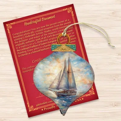 Designocracy Holiday Coastal Ornaments - Sailboat Symphony Wooden Ornaments By G.debrekht In Blue